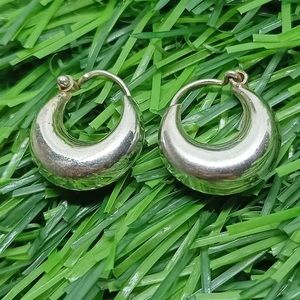 Chunky Silver Hoops Earrings
